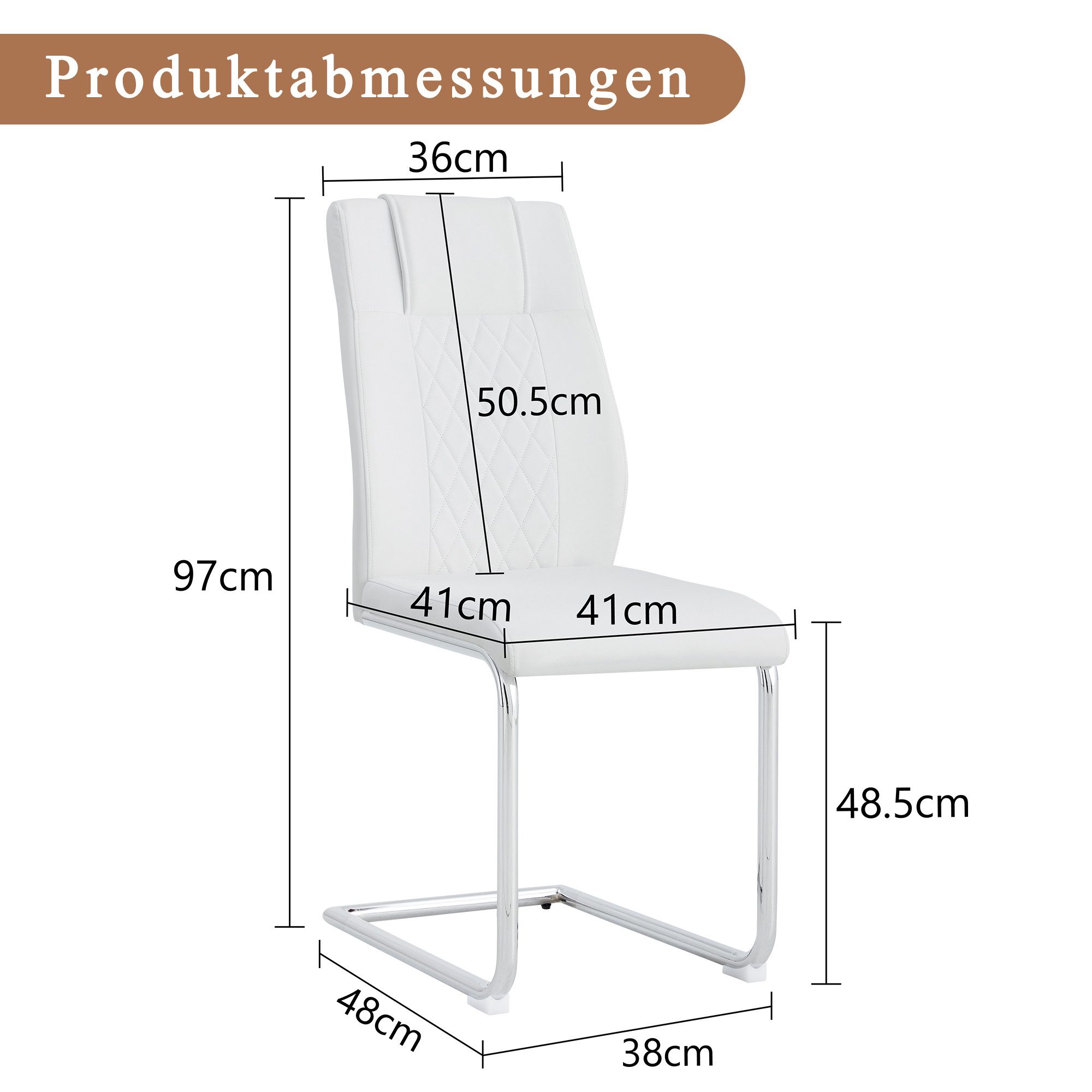 JUFU Esszimmerstuhl Polsterstuhl Wohnzimmerstuhl mit Kunstleder-Optik und Metallgestell (4 St), komfortabel für Küche, Ess- oder Wohnbereich