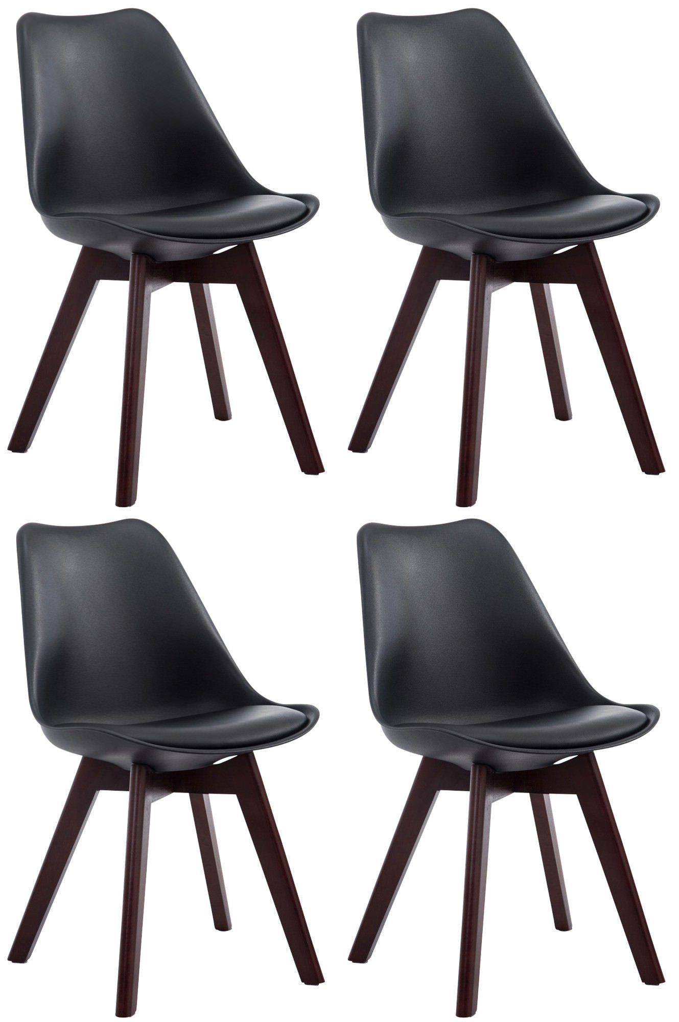CLP Küchenstuhl Borneo V2 Kunstleder (4er Set), Kunststoffsitzschale schwarz
