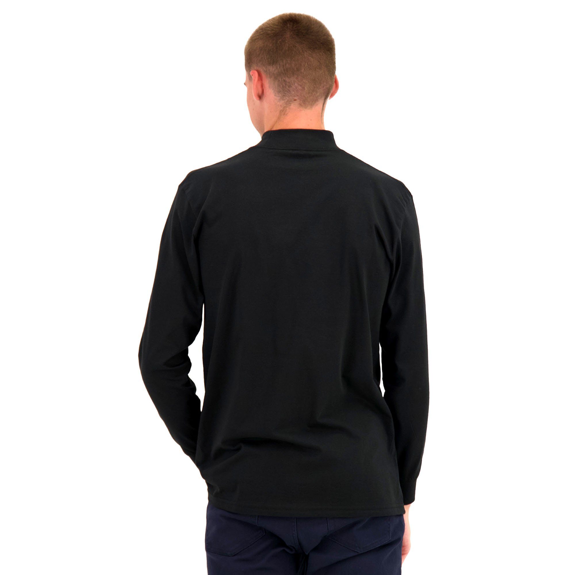 Schwarz Basic Sweatshirt - Stehkragen-Pullover Herren RAGMAN Langarm