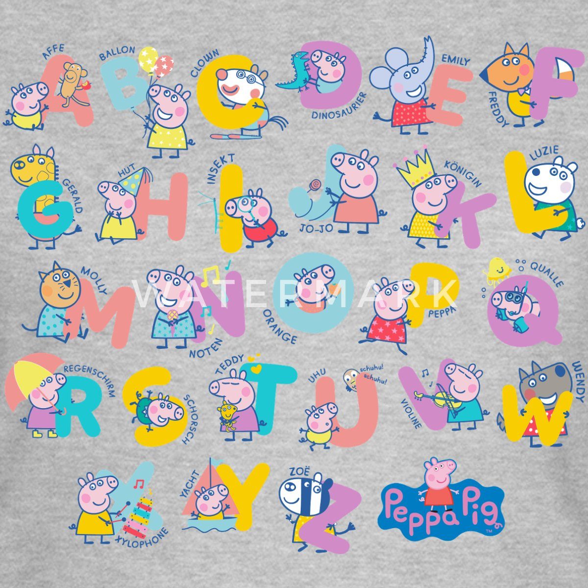 Spreadshirt T-Shirt Peppa Pig Design Alphabet Mit Peppa Frauen T-Shirt (1-t günstig online kaufen