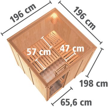 Karibu Sauna Romina, BxTxH: 196 x 196 x 198 cm, 68 mm, (Set) 9-kW-Ofen mit integrierter Steuerung