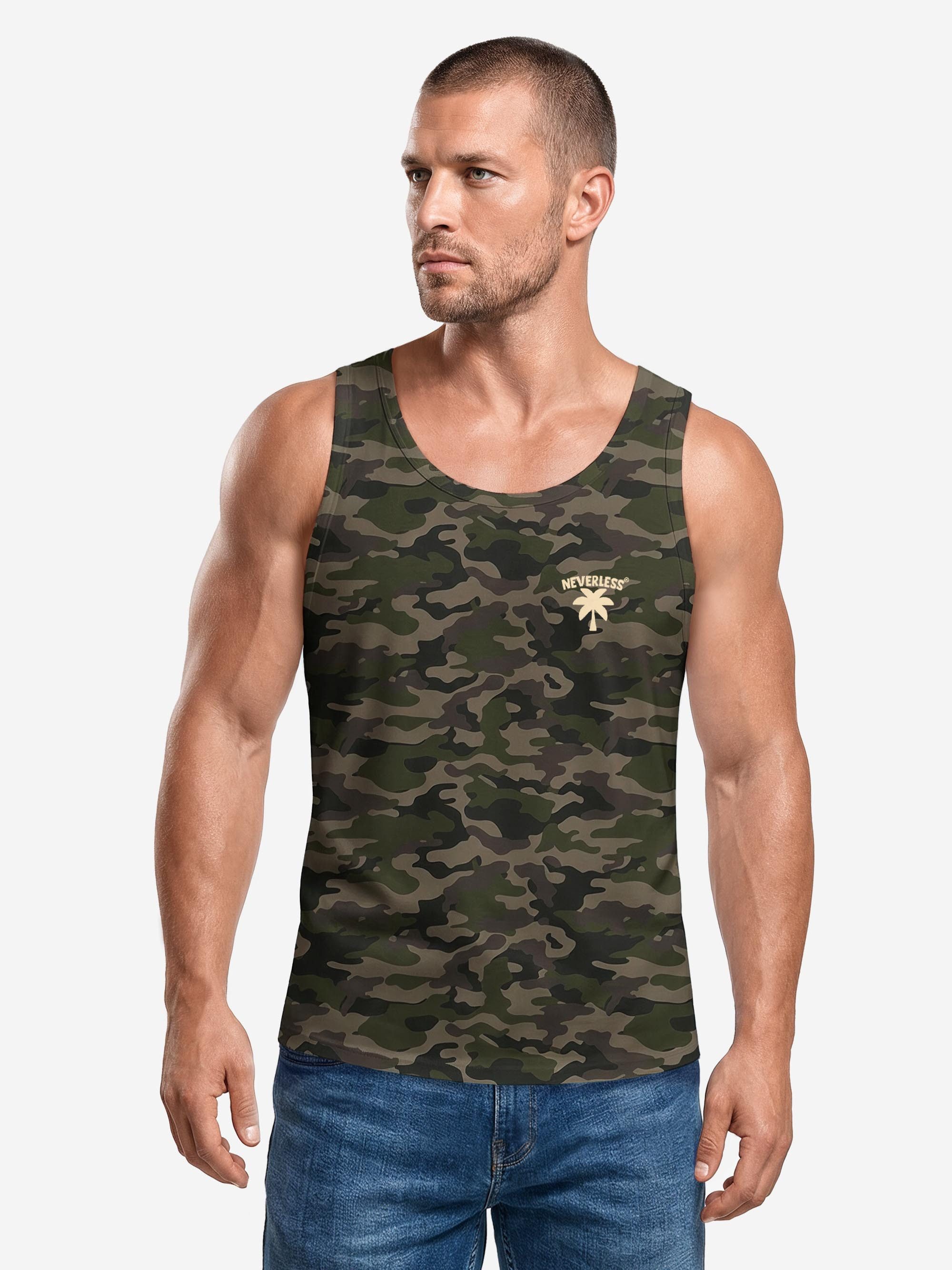 Neverless Tanktop Tanktop Herren mit Grafik-Print - Design Paradise Tiger - Trägershirt mit Print