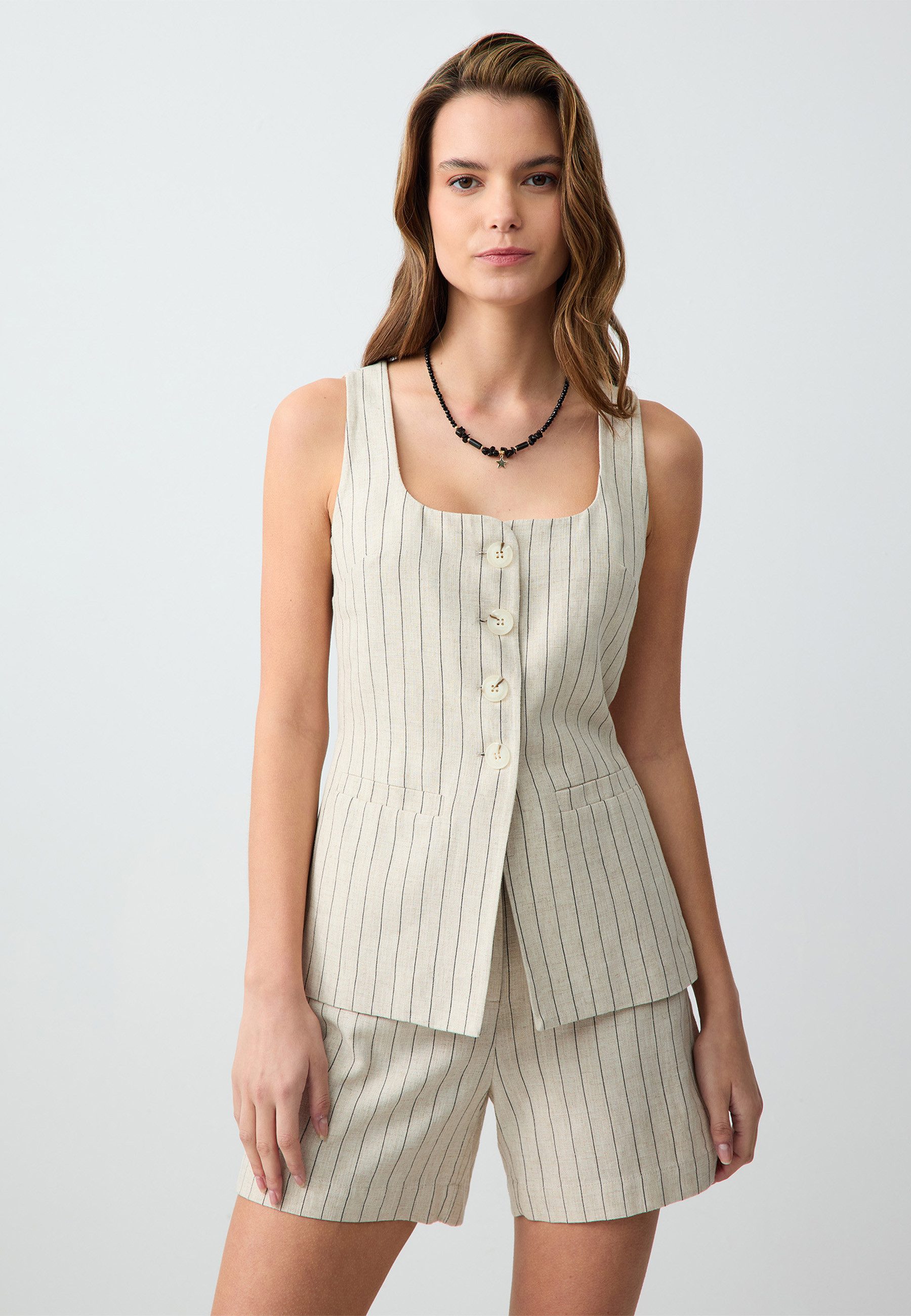 Anzugweste Slim Fit Geweven Steen Gilet