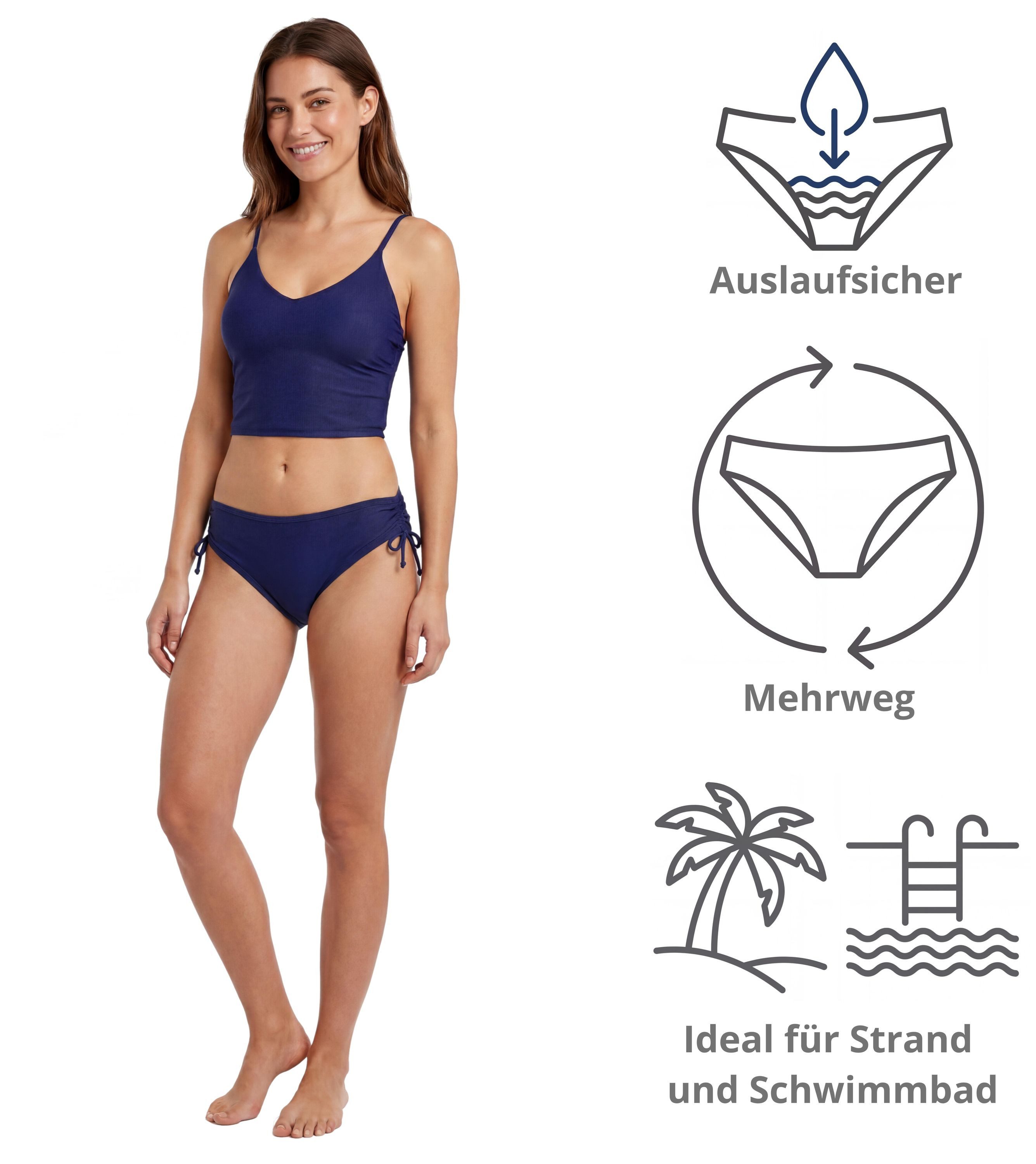 Aquarti Bikini-Hose Aquarti Bikinihose Damen mit Raffung Perioden Slip – Bild 3 von 5