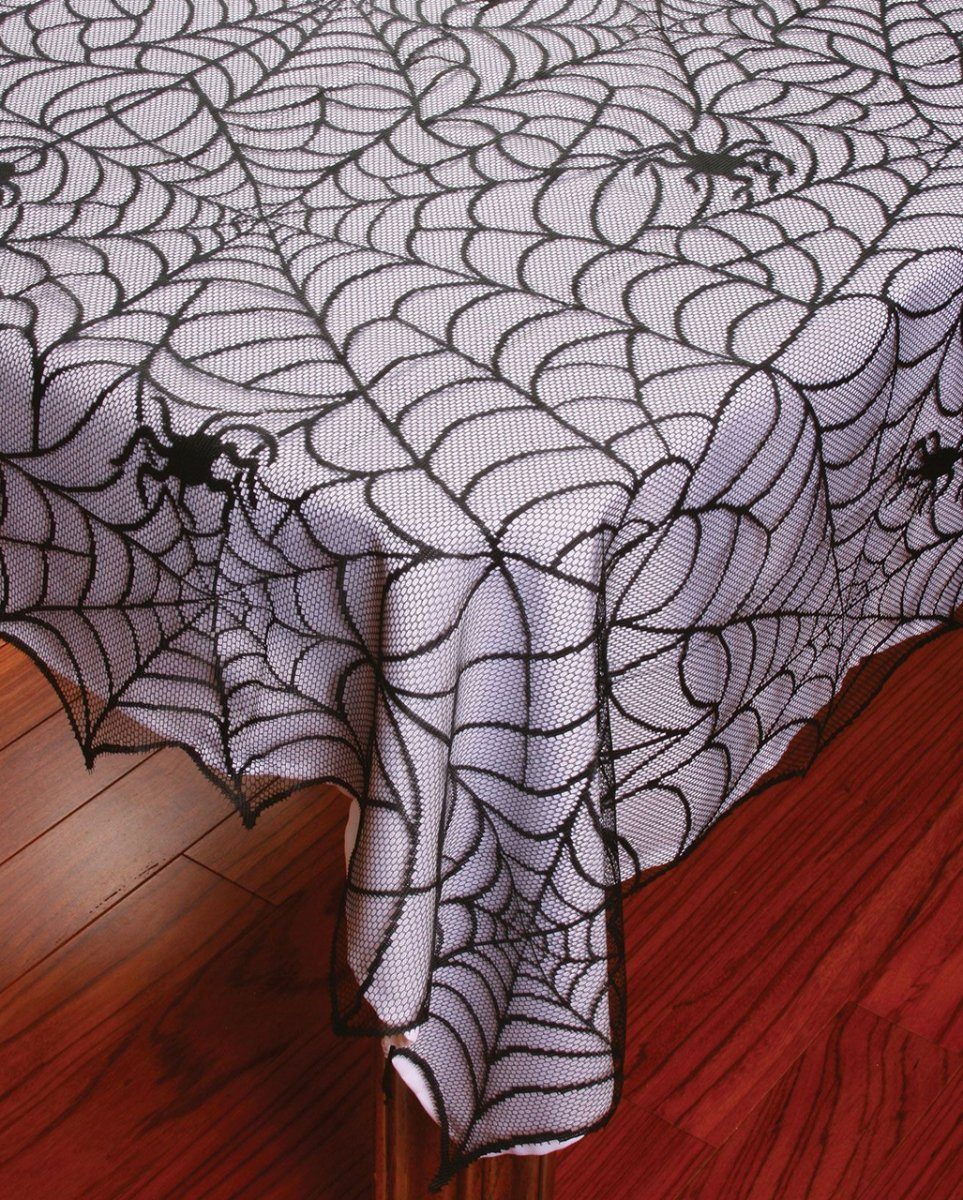 Horror-Shop Dekofigur Spinnweben Spitzen Tischdecke als Halloween Tischd