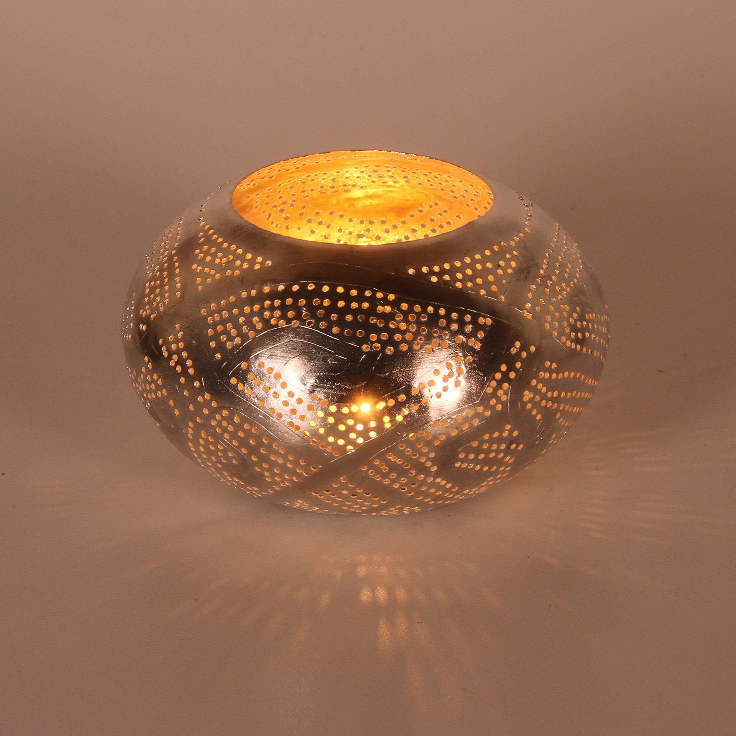 versilberten Messing Teelichthalter Windlicht Laterne aus Nureddin Marokkanische Orientalisches Casa echt Moro (1 St), Windlicht