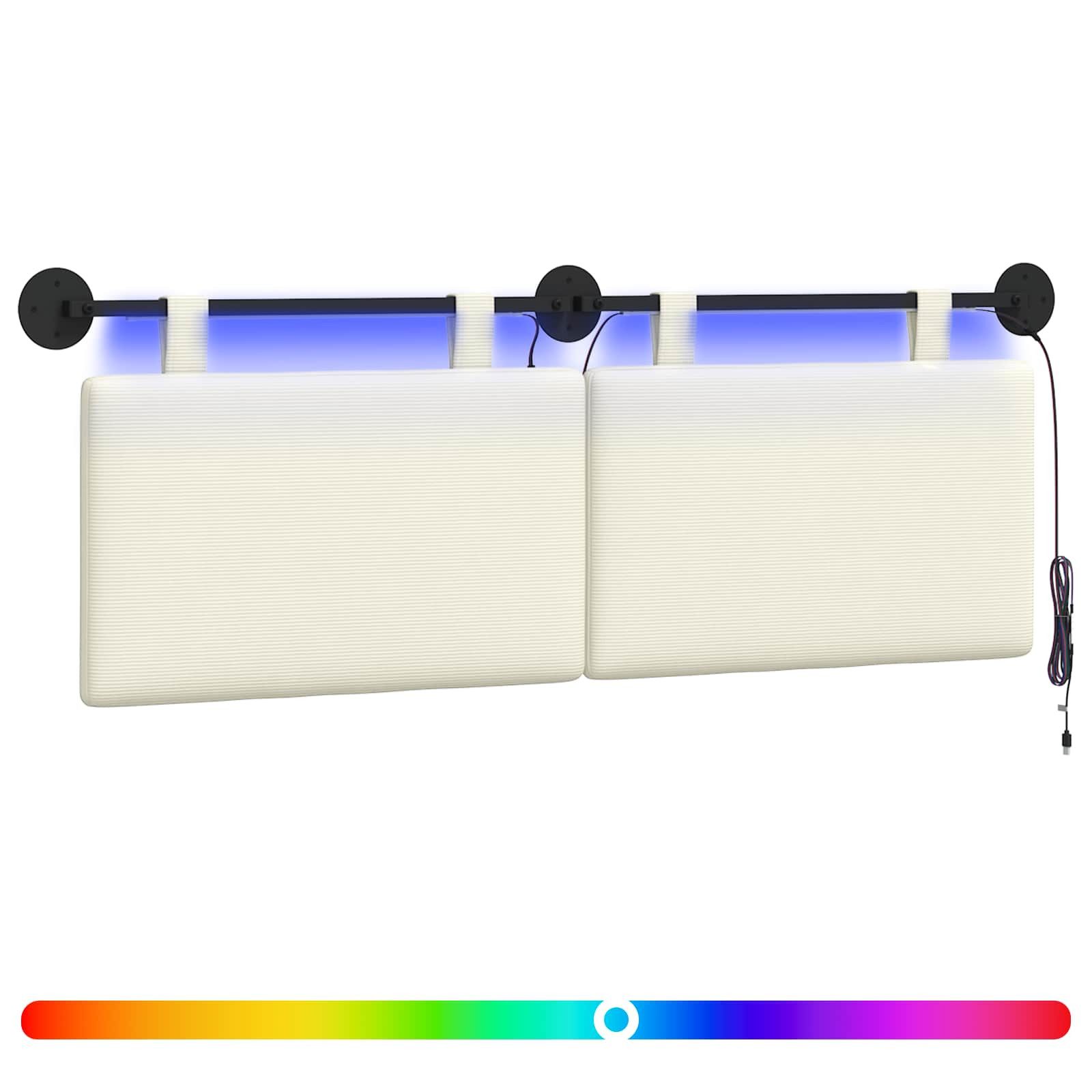 Bett Hängendes Kopfteil Mit LED Licht Creme Cordstoff