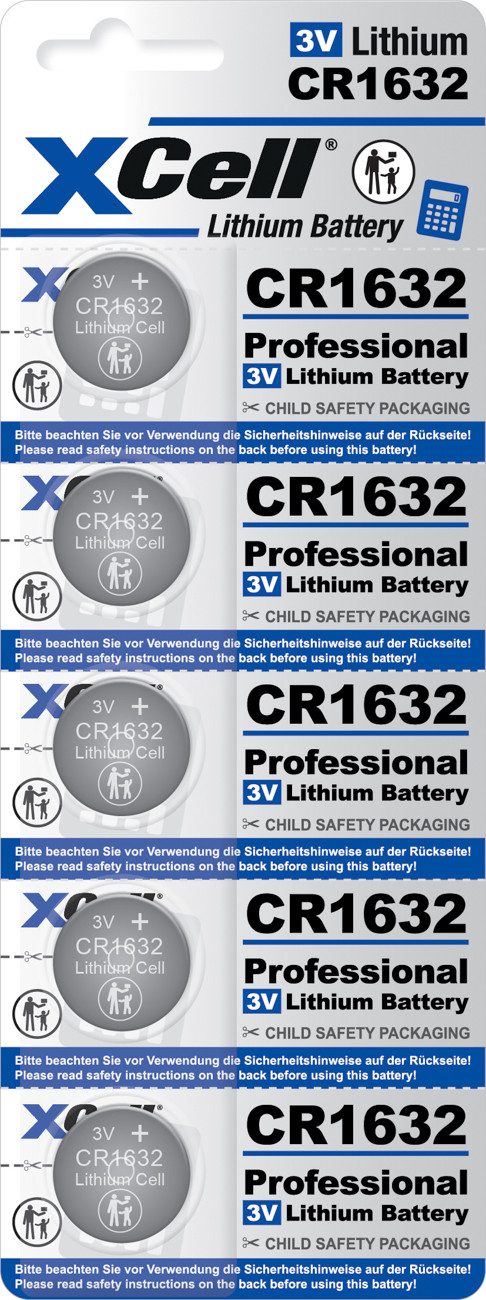 XCell XCell Lithium-Knopfzelle CR1632 5er-Blister 3V/130mAh Knopfzelle
