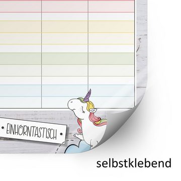 younikat Schülerkalender Selbstklebender Einhorn-Stundenplan inkl. Stift, Wiederbeschreibbar