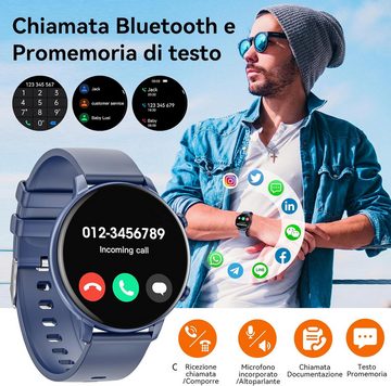 Mingtawn für Herren Damen mit Telefonfunktion Touchscreen IP67 Wasserdichter Smartwatch (1.40 Zoll, Android / iOS), mit Pulsmesser Schlafmonitor Schrittzähler über 100 Sportmodi