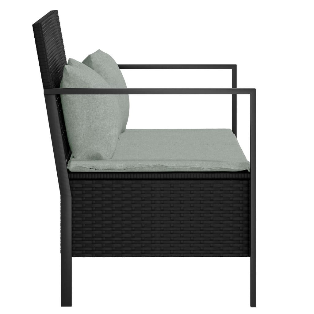 furnicato Gartenbank 2-Sitzer mit Kissen Schwarz Poly Rattan (1-St)