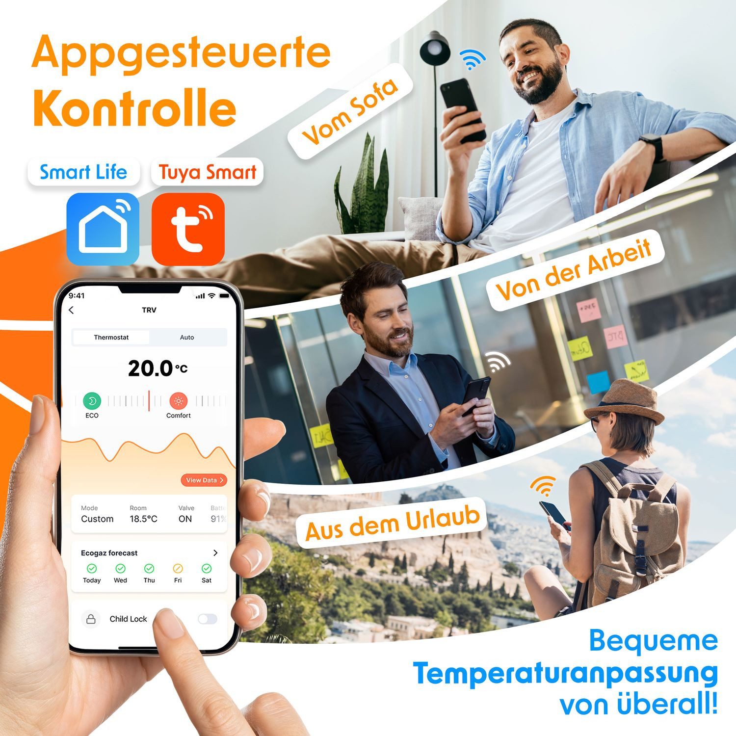KESSER Heizkörperthermostat, Heizungsregler Smart Home Heizungssteuerung mit WLAN & APP Steuerung