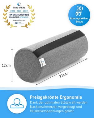 Third of Life Lagerungskissen Viskoschaum Nackenrolle UniROLL 12 x 32, Knie-Rolle aus Memory-Foam, Ergonomisches Beinkissen und Knie-Kissen