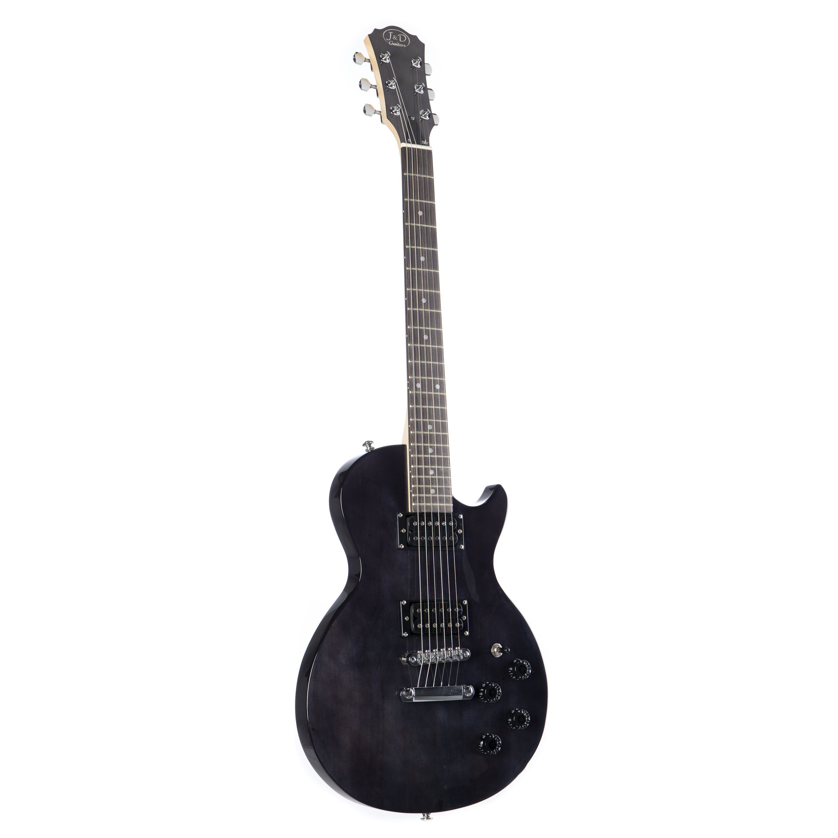 J & D E-Gitarre, JD L80 E-Gitarre Single Cut Transparent Black Hardwood Korpus Ahorn Hals 22 Bünde Ceramic Humbucker Tonabnehmer Tune-o-Matic Brücke Chrom Hardware 6 Saiten, E-Gitarren, Single Cut Modelle, J&D L80 E-Gitarre, Single Cut, Ceramic Humbucker Tonabnehmer