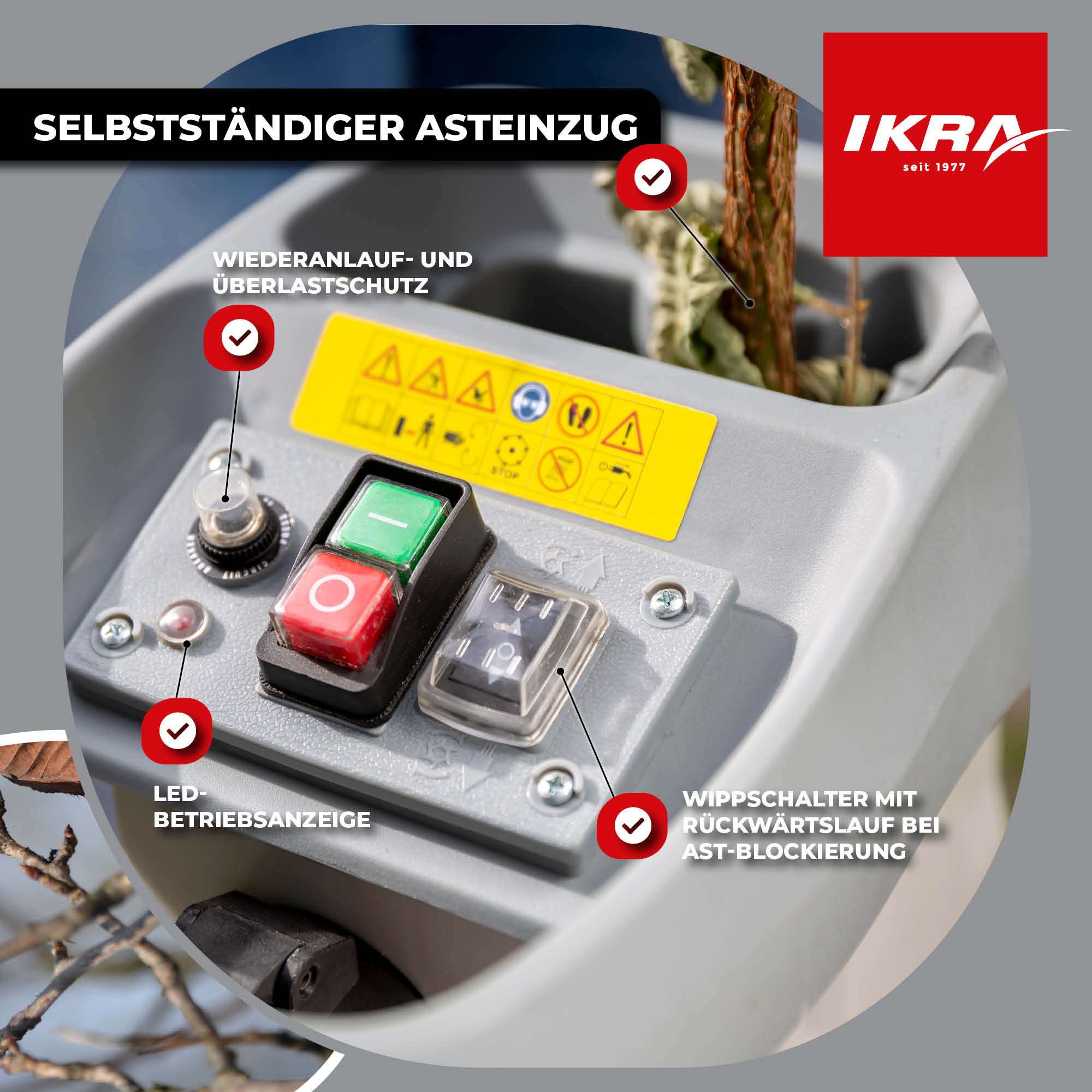 ikra GmbH Häcksler ILWH 3000, 4,5 cm max. Astdurchmesser, 3000 Watt, Walzentechnik, Siegel Blauer Engel – Bild 4 von 5