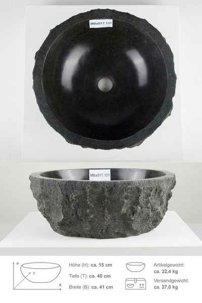 wohnfreuden Aufsatzwaschbecken Andesit Waschbecken EROSI 40 cm schwarz (Kein Set), 125875_MBaS17.131