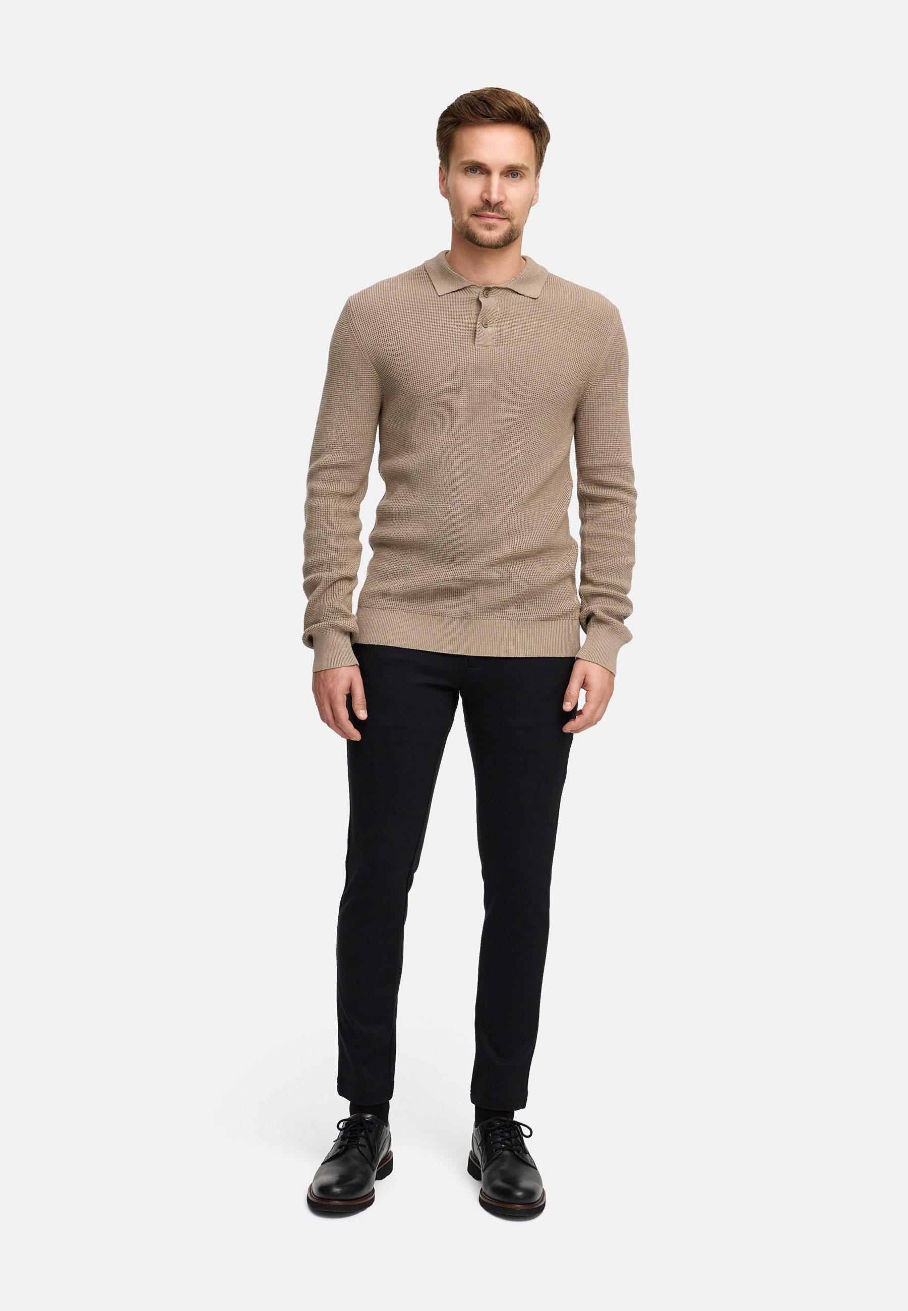 Jeff Strickpullover Herren JFTristan polo Pullover Herrenpullover mit Polokragen und Knopfleiste