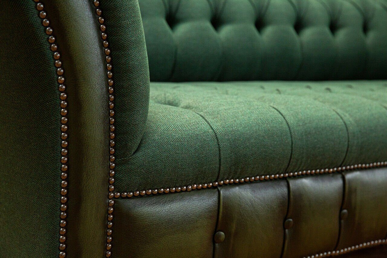 Chesterfield-Sofa Grün Sofa Rückenlehne Stoff Sitz Klassische Knöpfen. Polster JVmoebel mit Neu, Textil Die Chesterfield