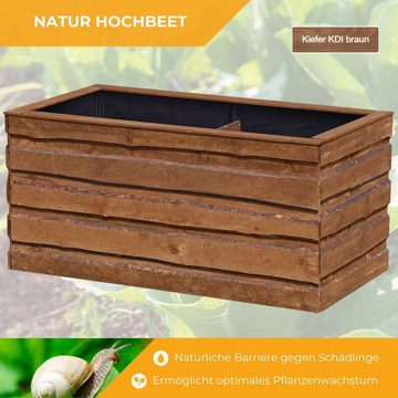 Mega-Holz Hochbeet NATURA Hochbeet XL Braun 180 x 90 x 80 cm (10 St), natürliche Bohlenbretter