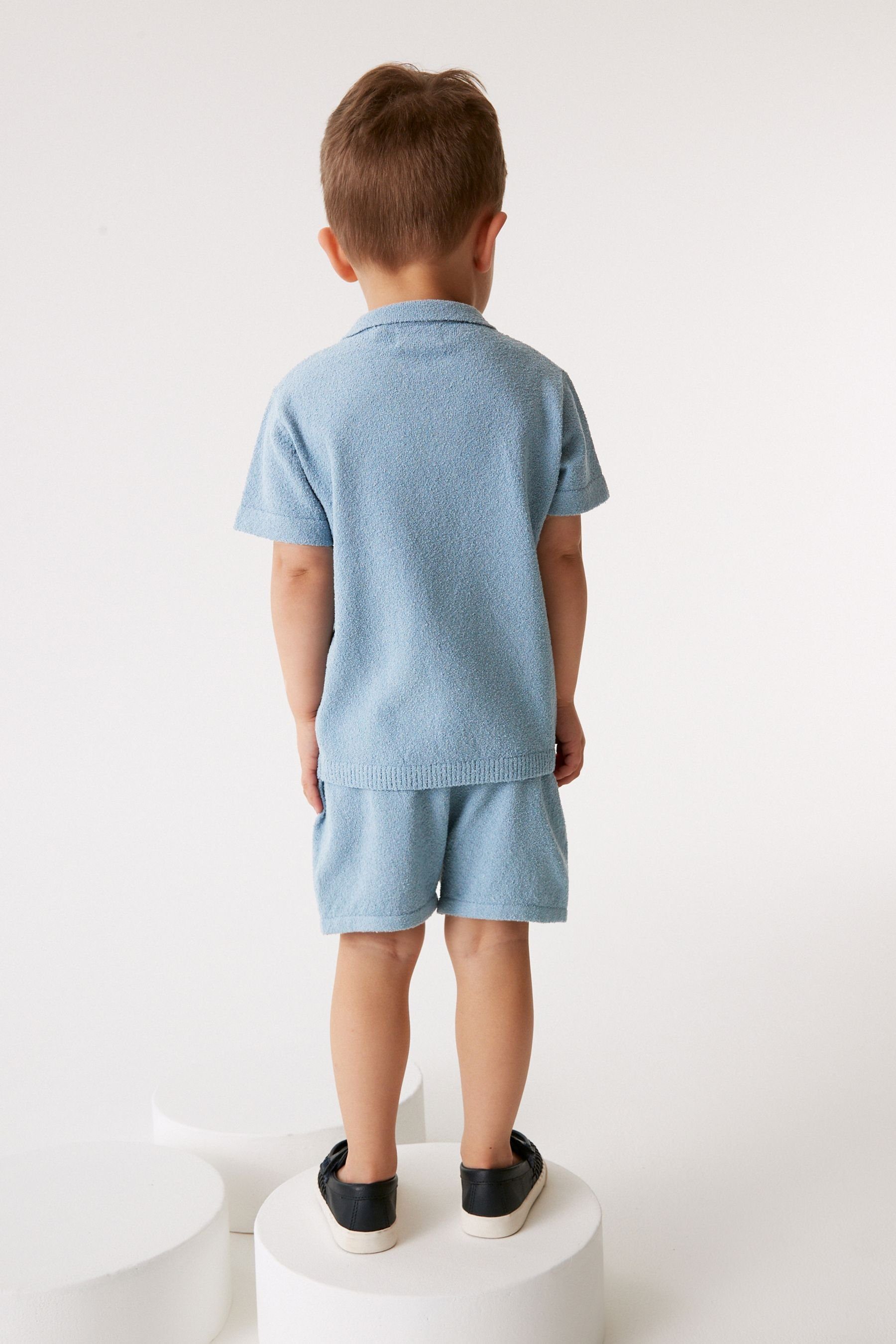 Blue T-Shirt und & aus Next Shorts T-Shirt Boucléstrick Set (2-tlg) im Shorts