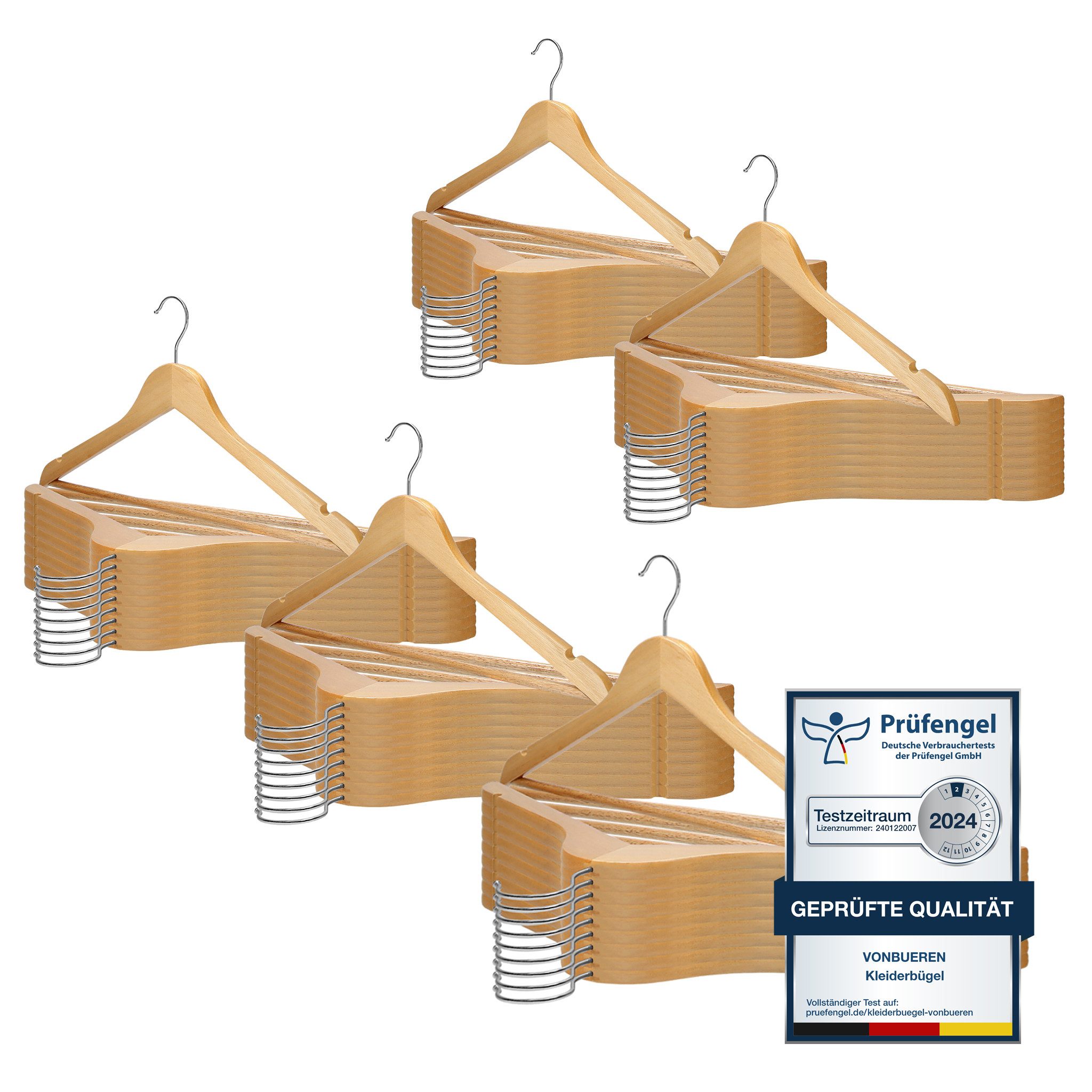 VonBueren Kleiderbügel VonBueren Kleiderbügel Holz, 44,5 x 22 cm je Bügel/Holzbügel, (50-tlg)