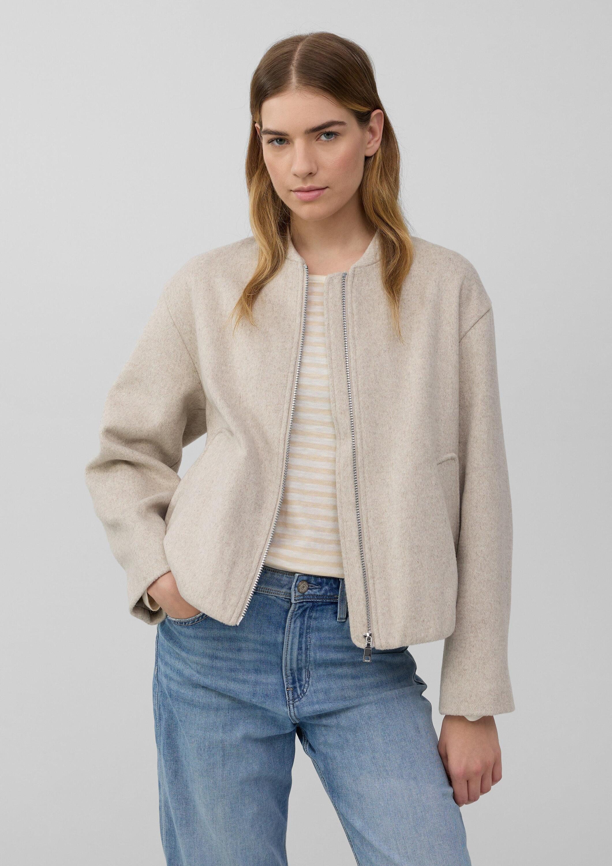 s.Oliver Funktionsjacke Outdoor-Jacke Wollmix-Blouson mit gerafftem Saum