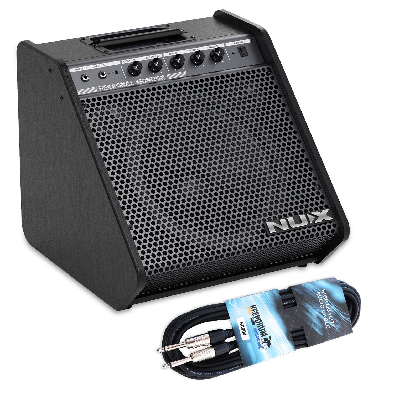 Nux E-Drum Nux Schlagzeug-Verstärker NPA-100 E-Drum Monitor mit Kabel,Monitor-Lautsprecher, 1-St., Monitor-Lautsprecher, Vorteils-Set mit Kabel