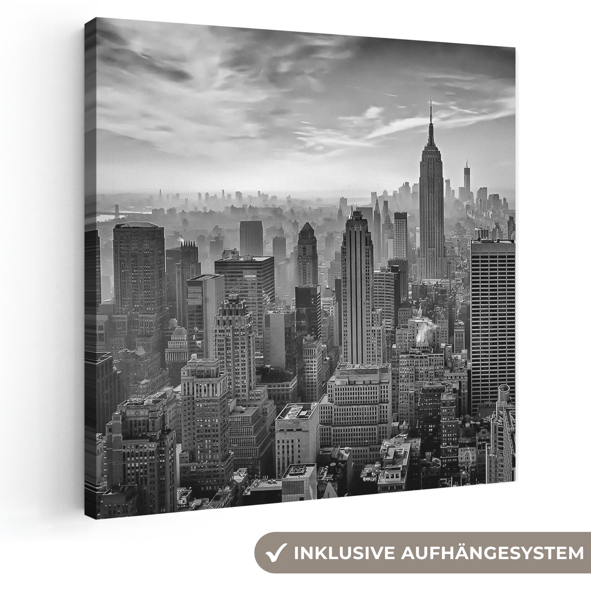 OneMillionCanvasses® Leinwandbild Architektur - Schwarz und weiß - Stadt - Skyline - New York, Fotodruck (1 St), Wandbild, Deko Schlafzimmer Wohnzimmer Flur 20x20 cm