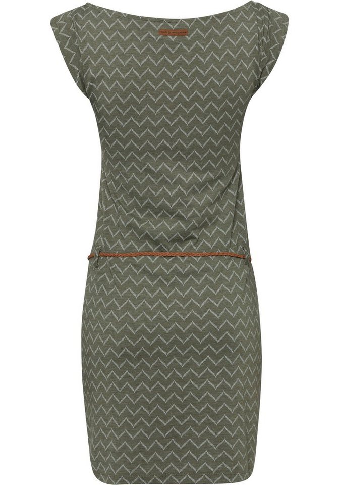 Ragwear Shirtkleid »TAG ZIG ZAG« (2-tlg., mit abnehmbarem Gürtel) mit "Zig Zag" Alloverprint in grün