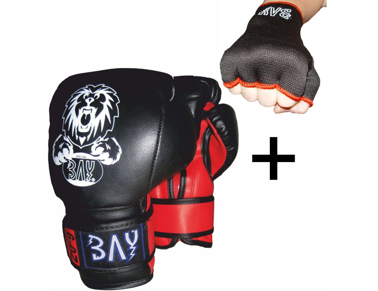 BAY-Sports Бокс-повязки Set Angebot Leon Kinderboxhandschuhe mit Бокс-повязки Kids Kinder Boxen (Sweet Leon, je 1 Paar), Boxhandschuhe und Schlupfbandagen im Set