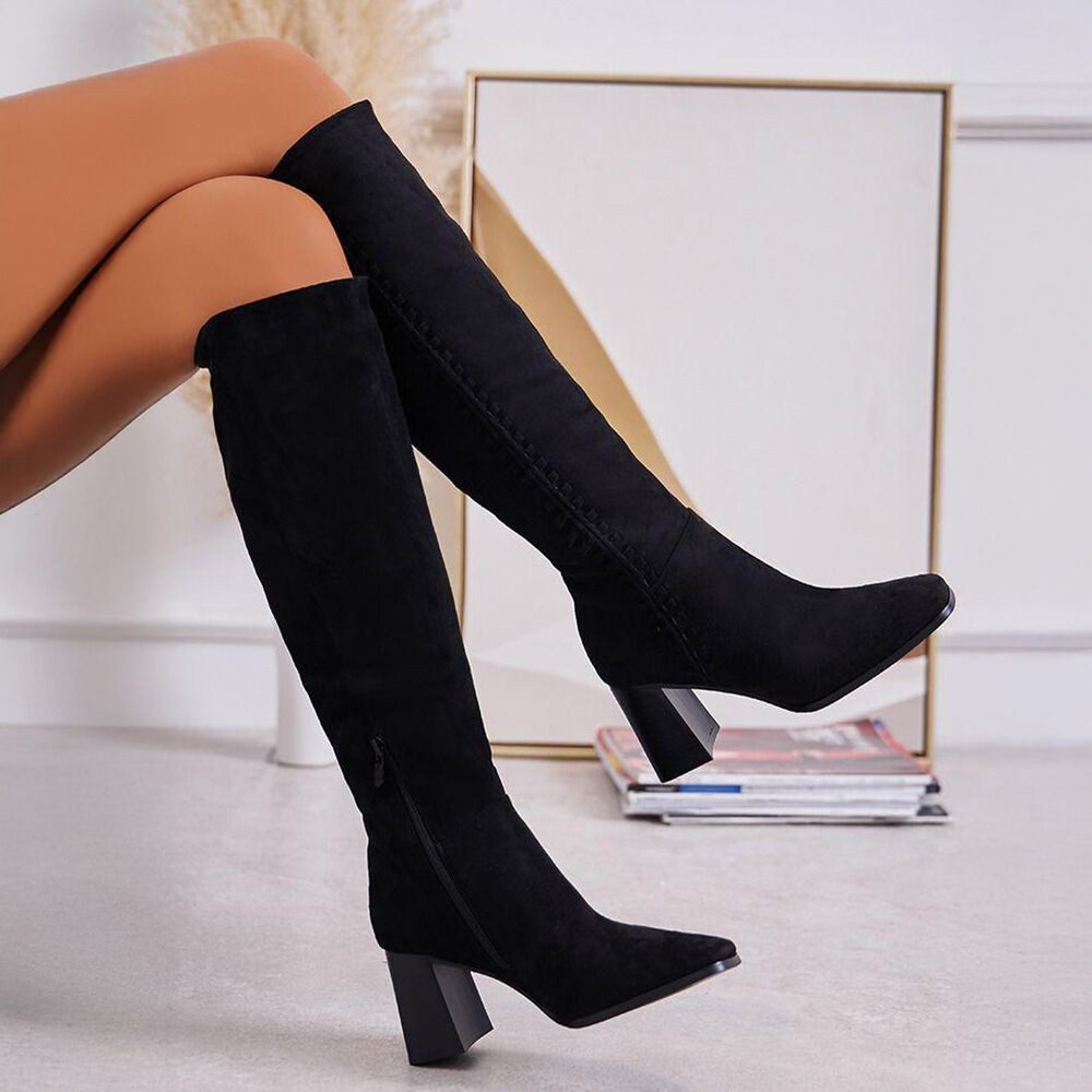 Ital-Design Elegante knöchelhohe Stiefel mit Blockabsatz für Damen High-Heel-Stiefel (90726816) Blockabsatz Stiefel in Schwarz