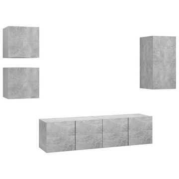 vidaXL TV-Schrank 5-tlg. TV-Schrank-Set Betongrau Holzwerkstoff (5-St)