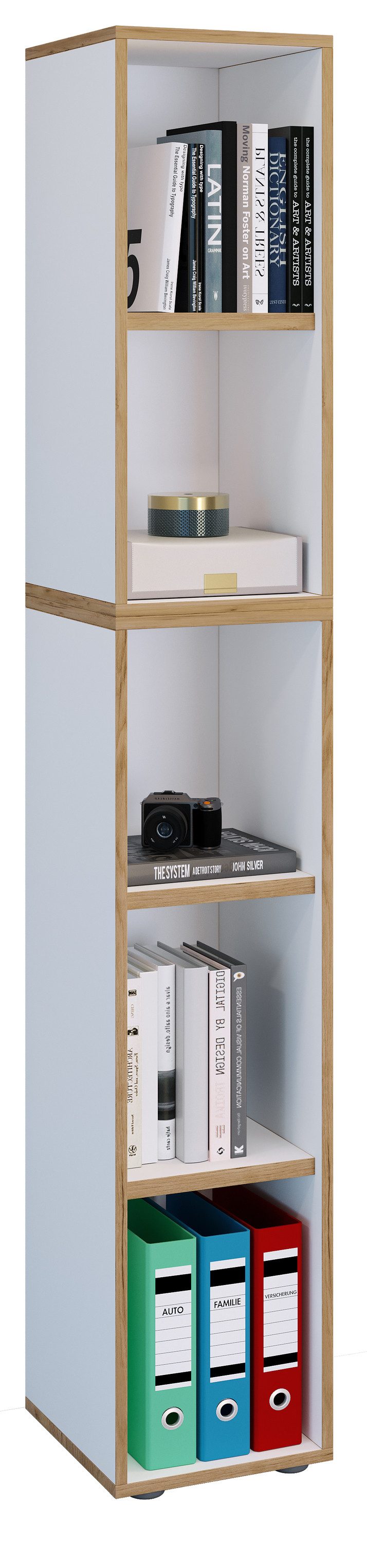 VCM Standregal Salia B. 30 x T. 33 x H. 183 cm, Offener Stauraum für Ordner, Akten und Bücher, 5 Fächer, Holzwerkstoff