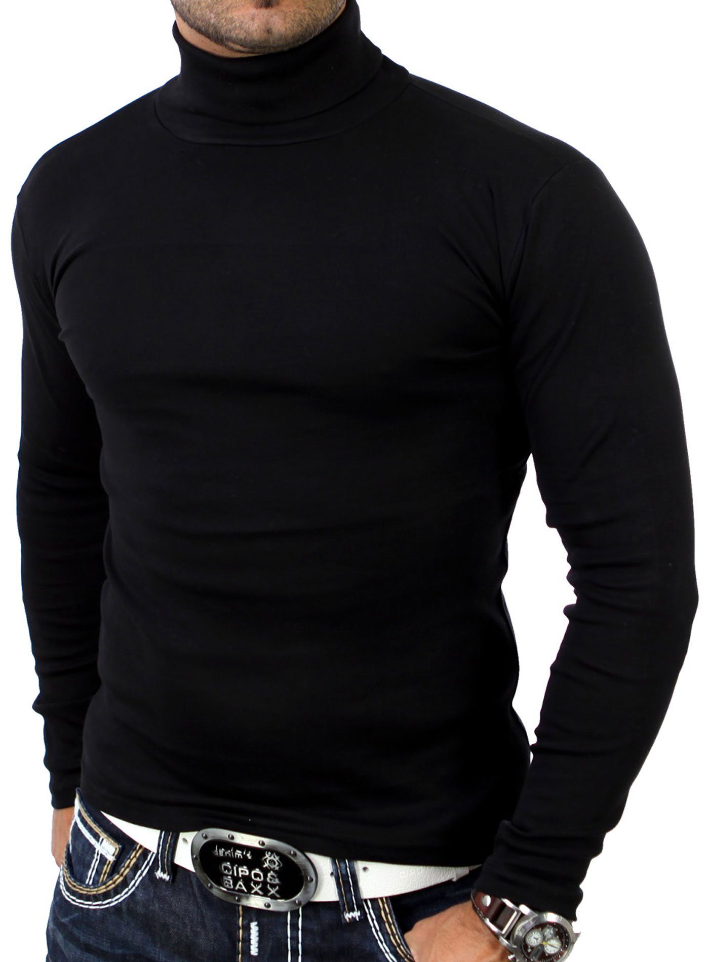 Rollkragenpullover – schmal geschnittener Herren-Strickpullover