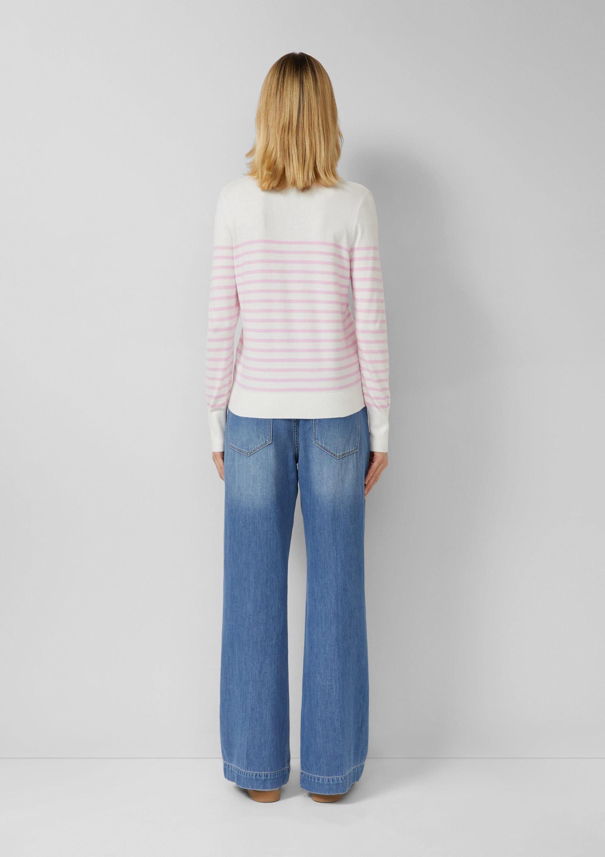 s.Oliver Longpullover Strickpullover Gestreifter Pullover aus Viskosemix