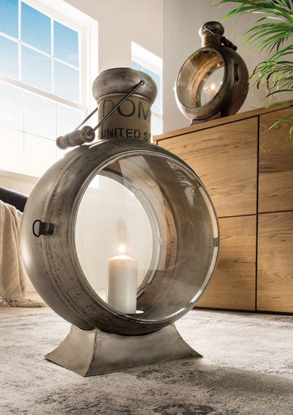 More2Home Kerzenlaterne Standlaterne, STORM, Metall vintage-natur, günstig online kaufen