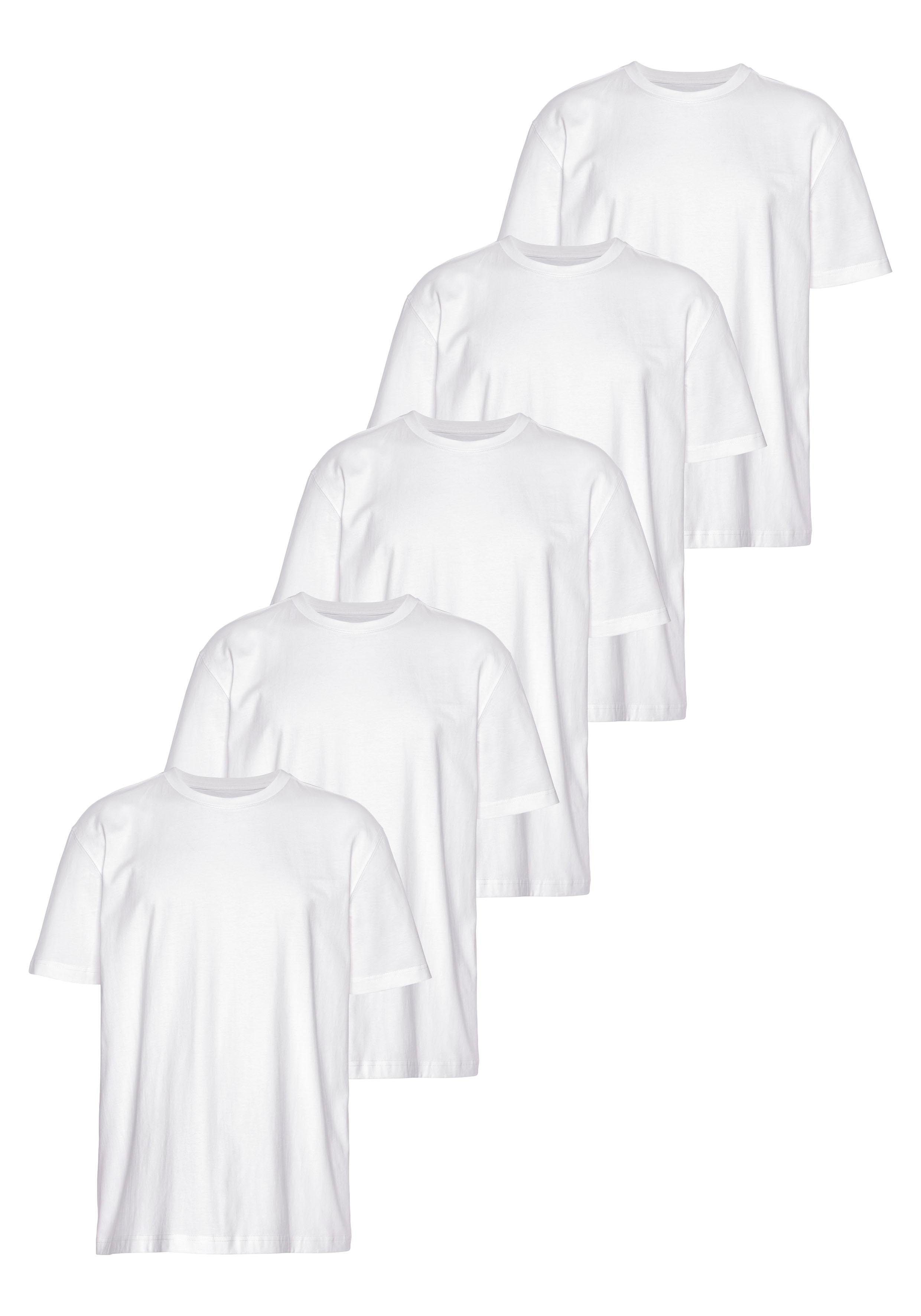 Man's World Rundhalsshirt (5er-Pack) Kurzarm, Regular Fit, unifarben, Rundh günstig online kaufen
