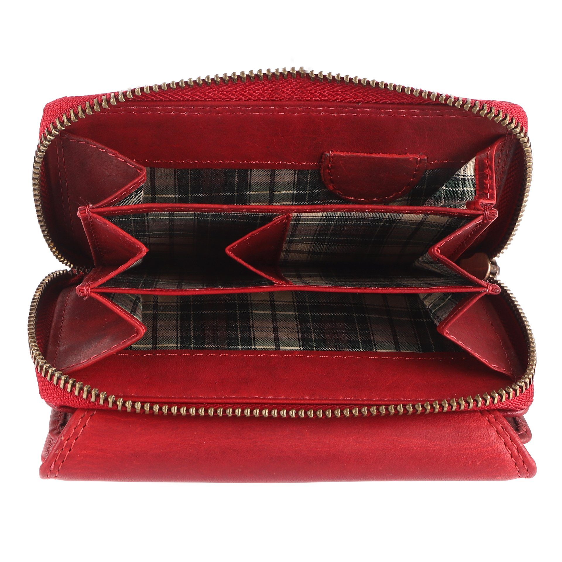 Benthill Geldbörse Damen Echt Leder Portemonnaie RFID Portmonee viel Kartenfächer Vintage, RFID-Schutz Kartenfächer Münzfach Reißverschlussfach