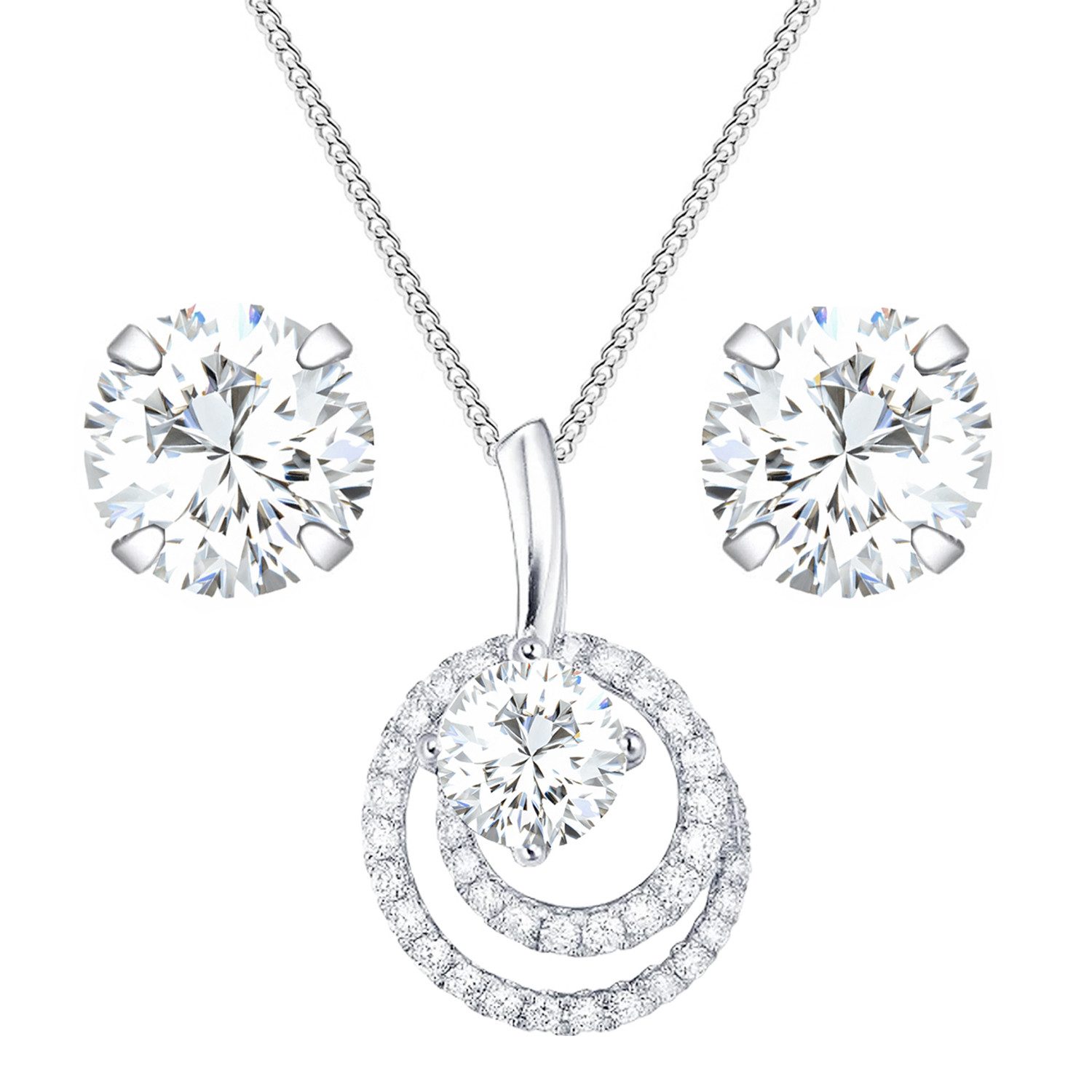 LÖB Ohrring und Ketten Set 925 Silber Ohrringe Halskette Ewige Ring Anhänge günstig online kaufen