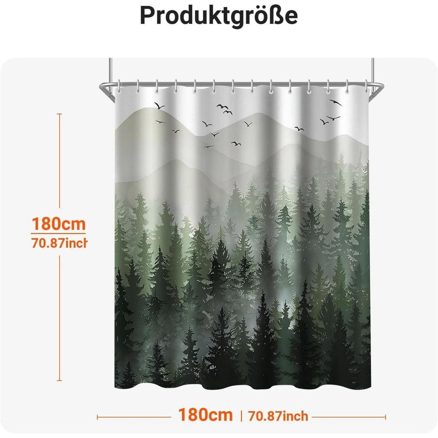 LuxusKollektion Duschvorhang Duschvorhang 180x180 Wald Multi 164 H180 x B180 cm (1er Pack)