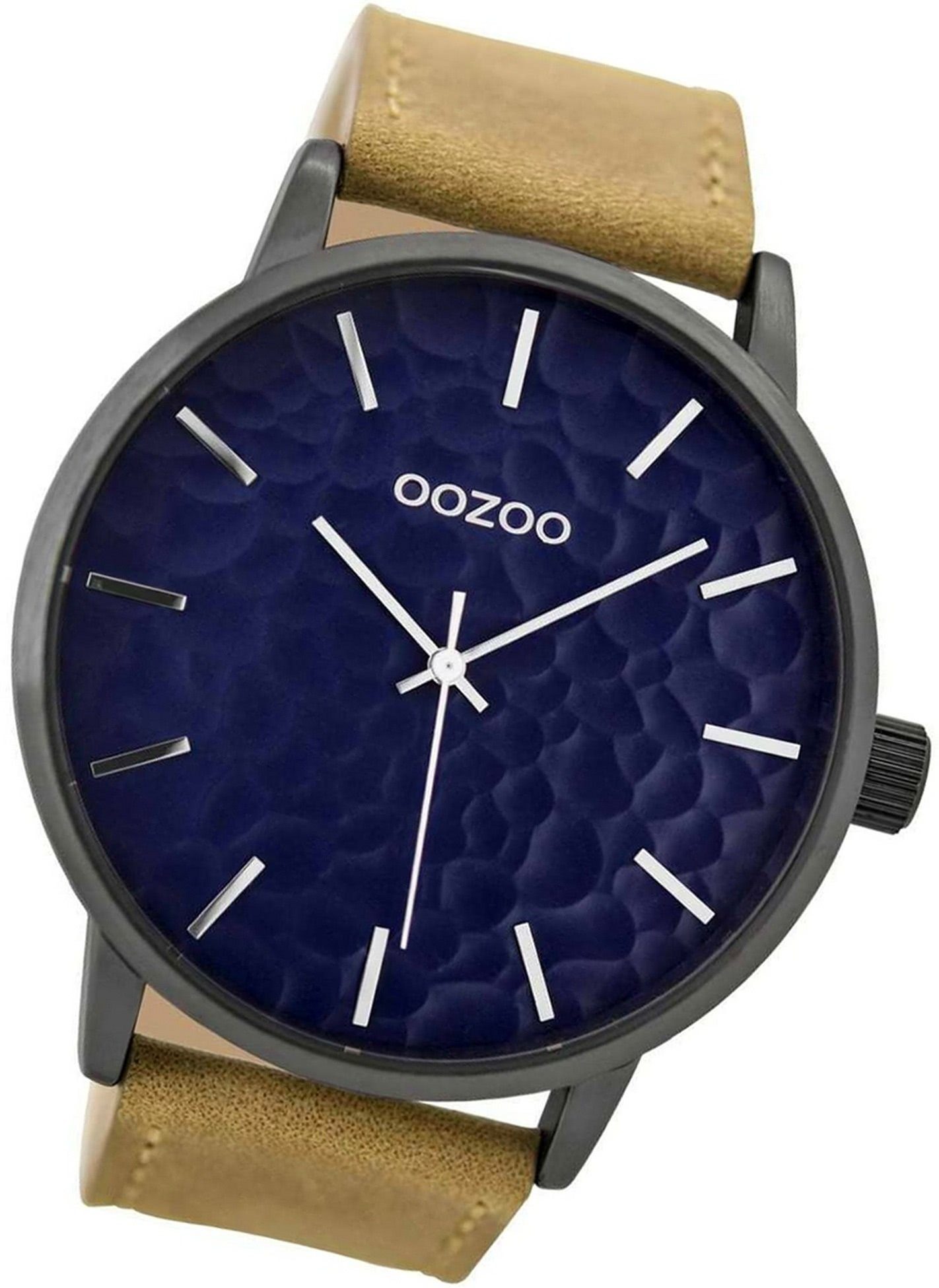 extra OOZOO groß C9442 Damenuhr Uhr Analog, Leder Quarzuhr Gehäuse, (ca. Lederarmband 48mm) braun, Oozoo Damen rundes