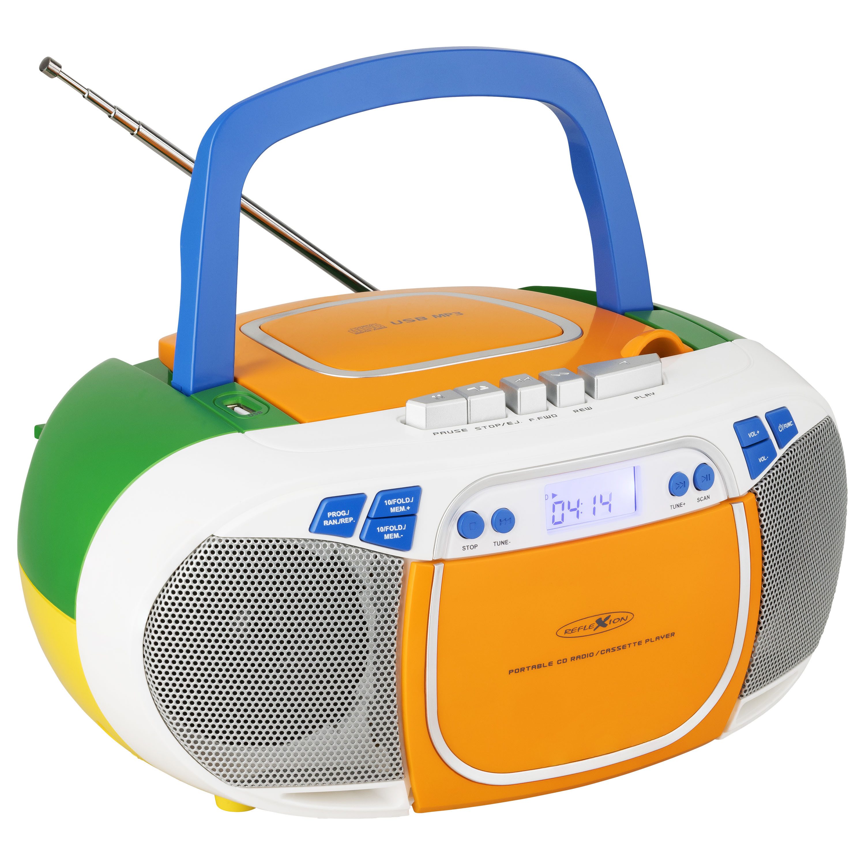 Reflexion RCR2880 Boombox (UKW PLL Stereo Radio, 40 W, Radio, Kassette, USB, CD, MP3 und AUX-IN)
