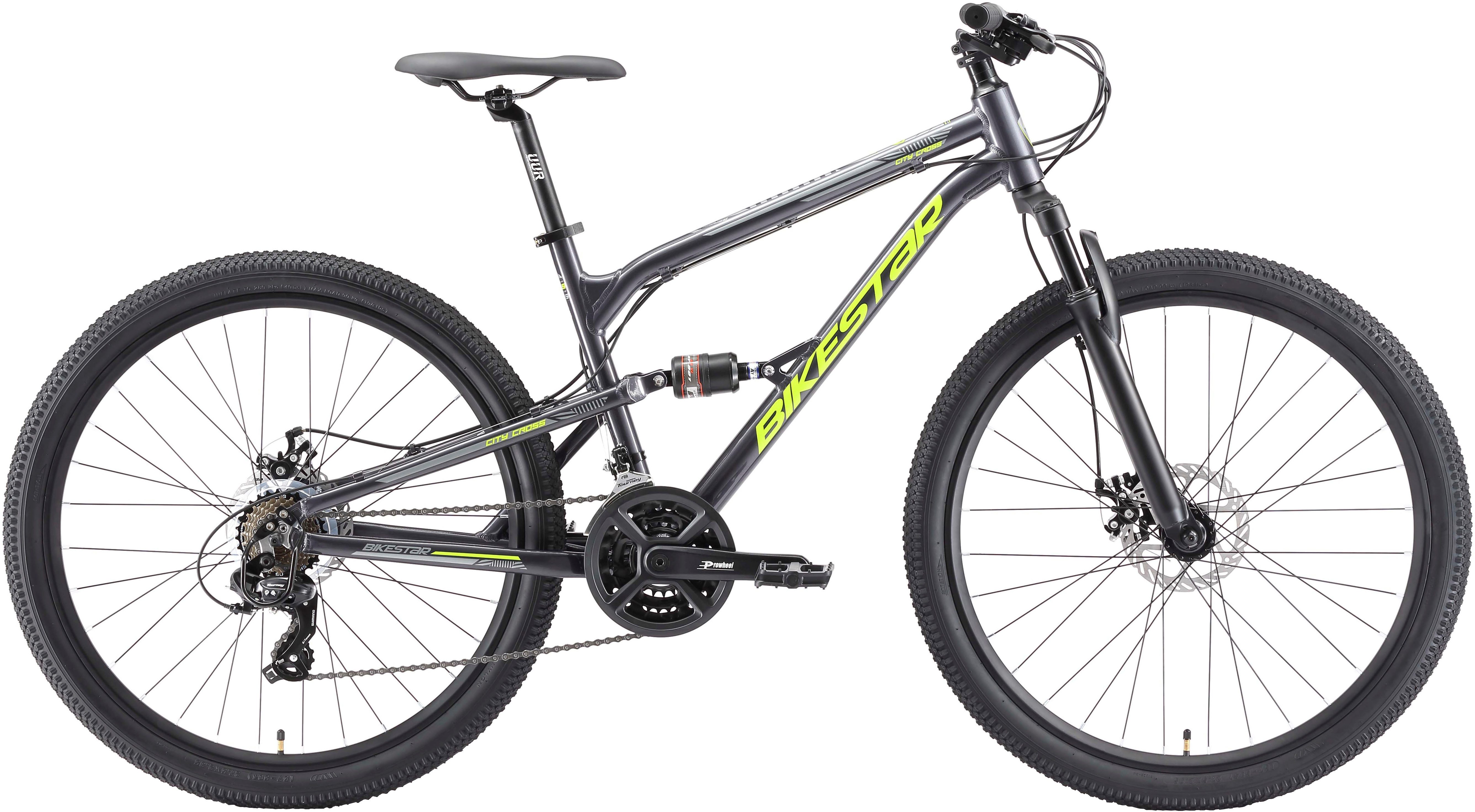 Bikestar Mountainbike, 21 Gang Shimano RD-TY300 Schaltwerk, Kettenschaltung, für Damen und Herren, Kettenschaltung