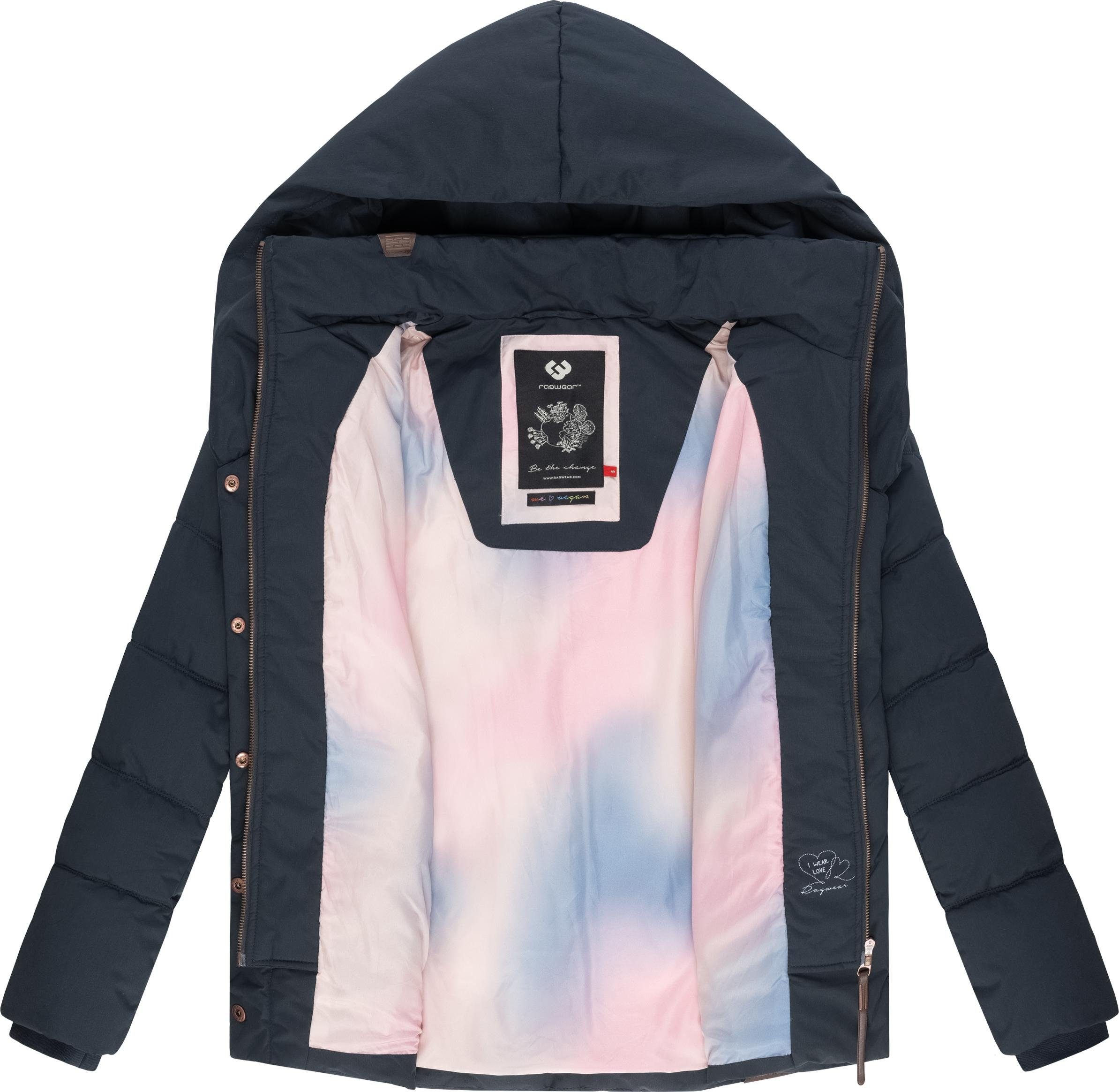 Natesa Winterjacke mit Anorak navy Kapuze Ragwear V-Steppung und Intl. stylische