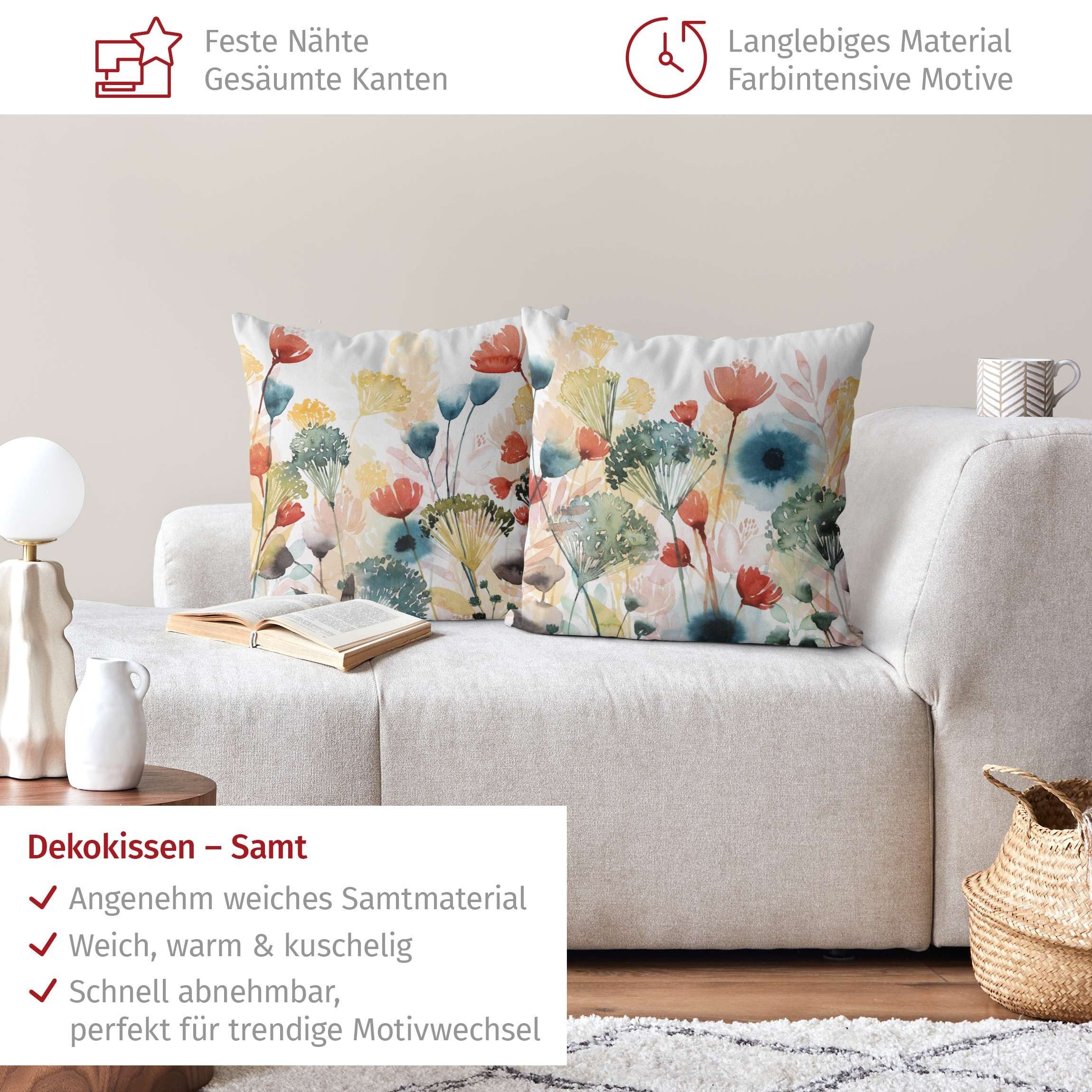 Bilderdepot24 Dekokissen 2-teilig drinnen Kissenhülle/ Sofakissen/ Zierkissen Kissenhülle bunt, Bezug Aquarell mit / ohne Füllung Zierkissen Outdoor Sofa Bett