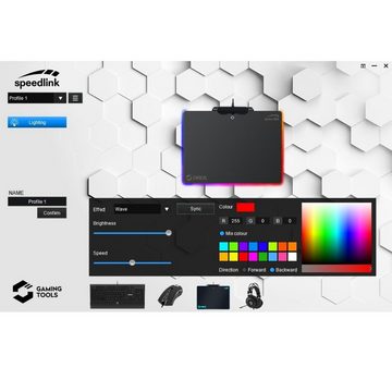 Speedlink Mauspad ORIOS RGB LED Beleuchtung Gaming Maus-Pad PC, Mouse-Pad Gaming Mauspad, Mouse Maus Pad Hart rutschfest, 4mm flach