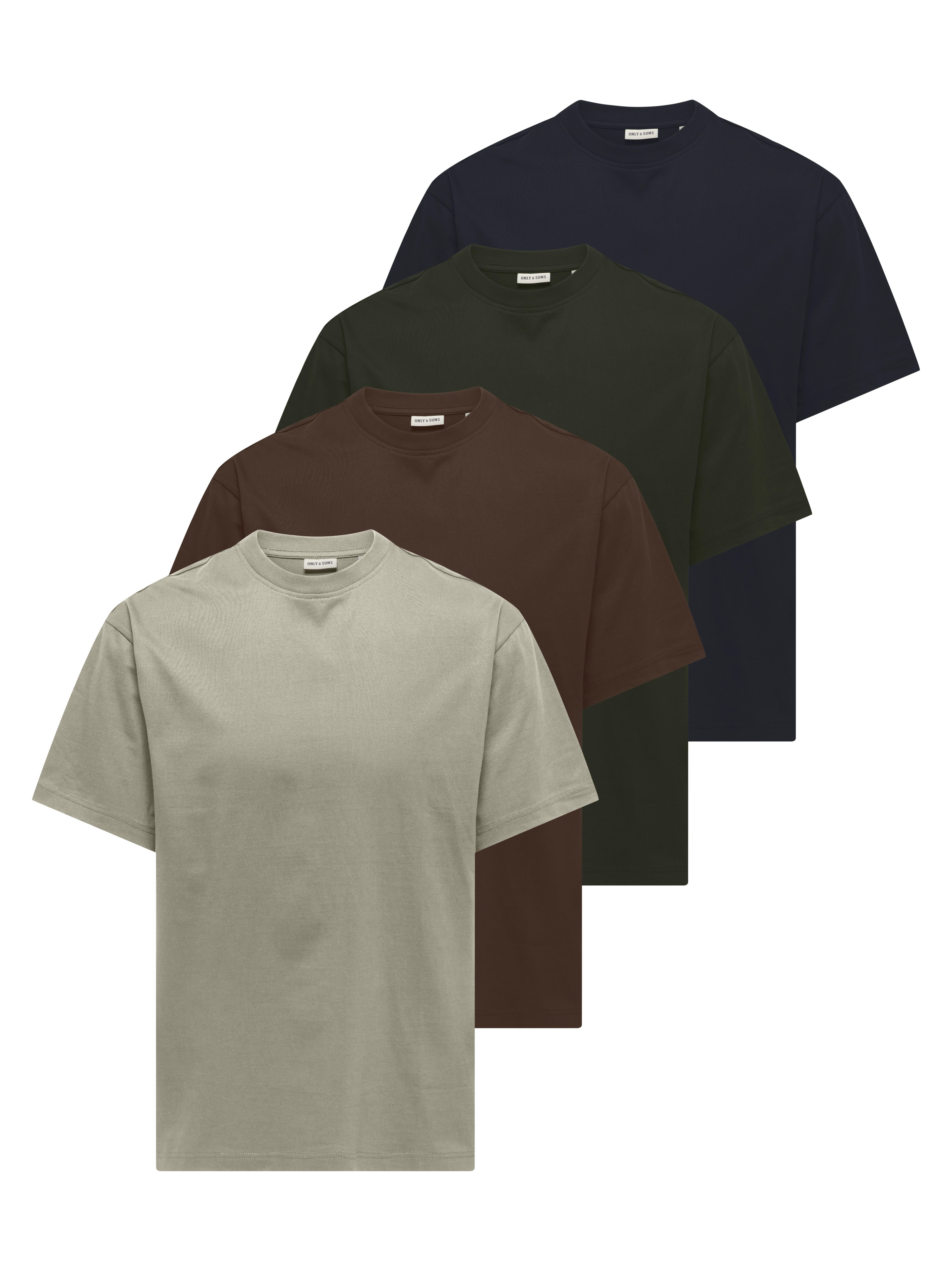 ONLY & SONS T-Shirt ONSFRED RLX SS TEE 4-PACK (Packung, 4-tlg) Baumwolle, relaxed fit