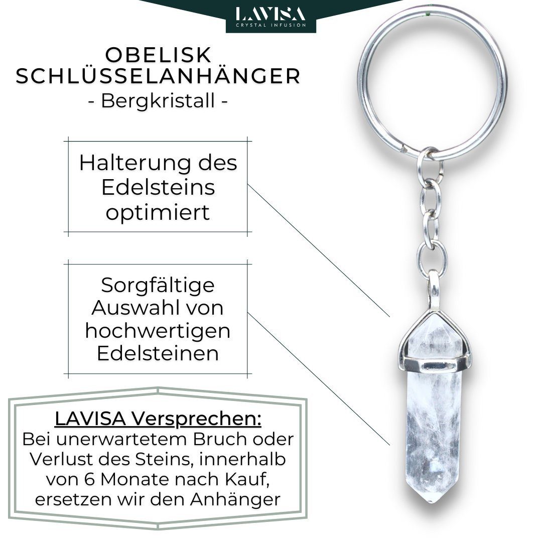 LAVISA Anhänger Schlüssel Edelstein Talisman - - Naturstein Glücksbringer - Bergkristall