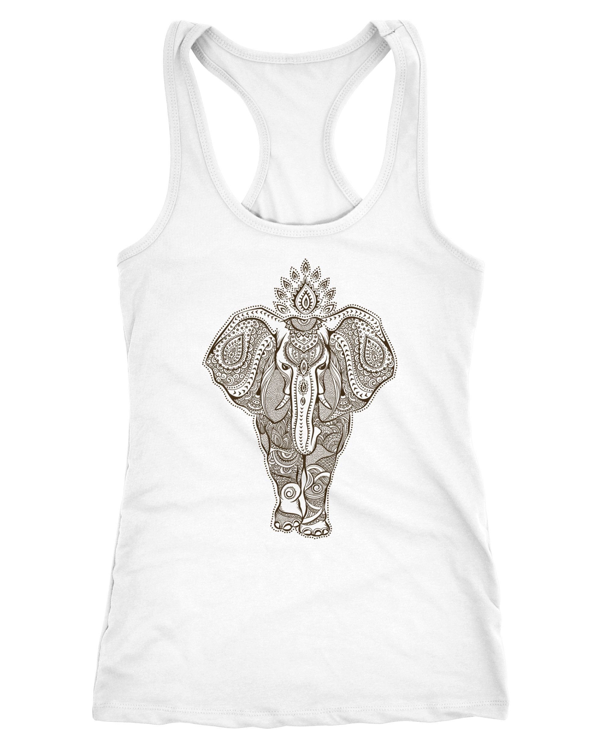 Neverless Tanktop Damen Tank-Top Zentangle Elefant Mandala Boho Bohemain Elephant