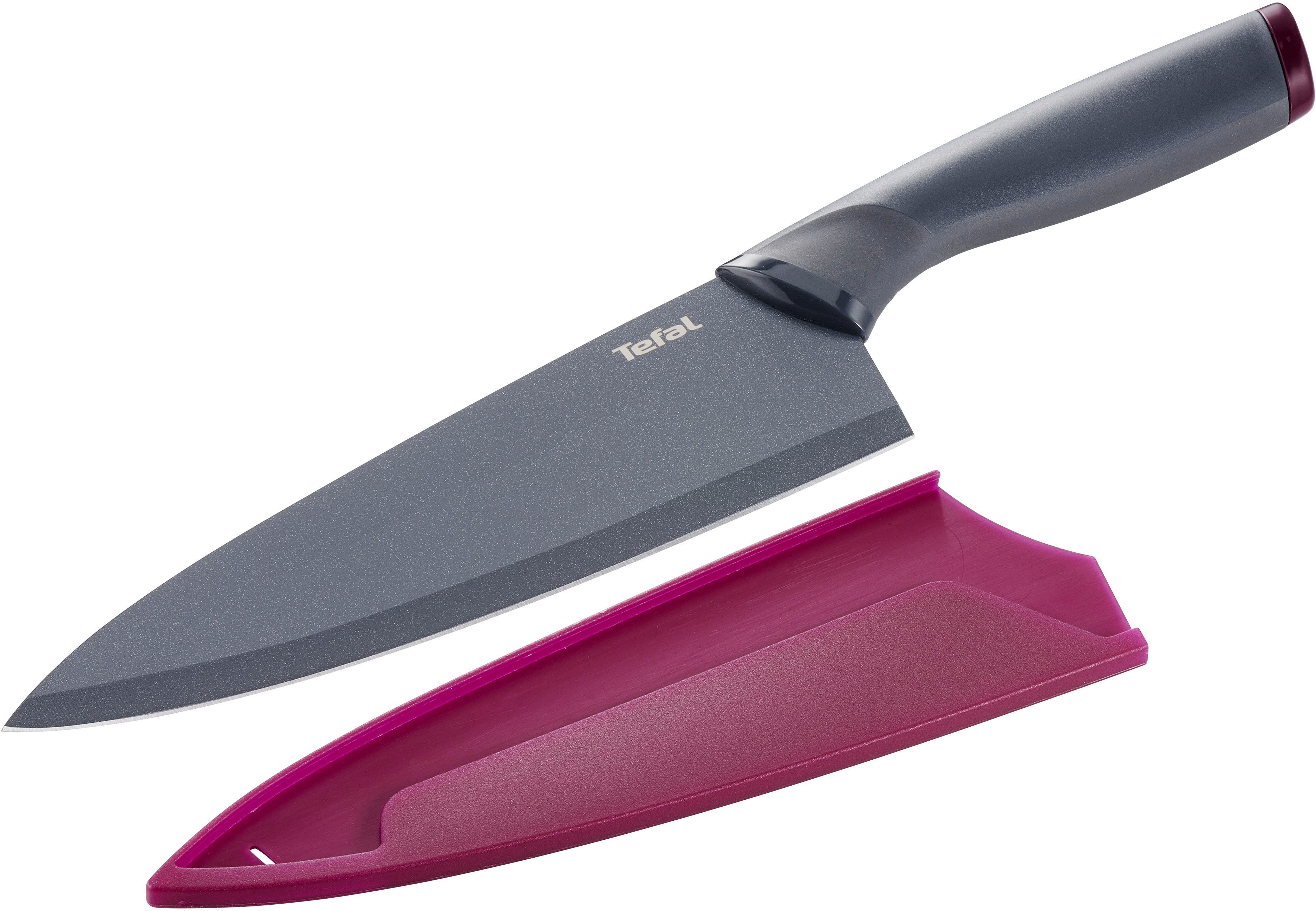 Tefal Kochmesser Fresh Kitchen, 20 cm, Klingen aus rostfreiem Stahl, Titan-Versiegelung, Klingenschutz